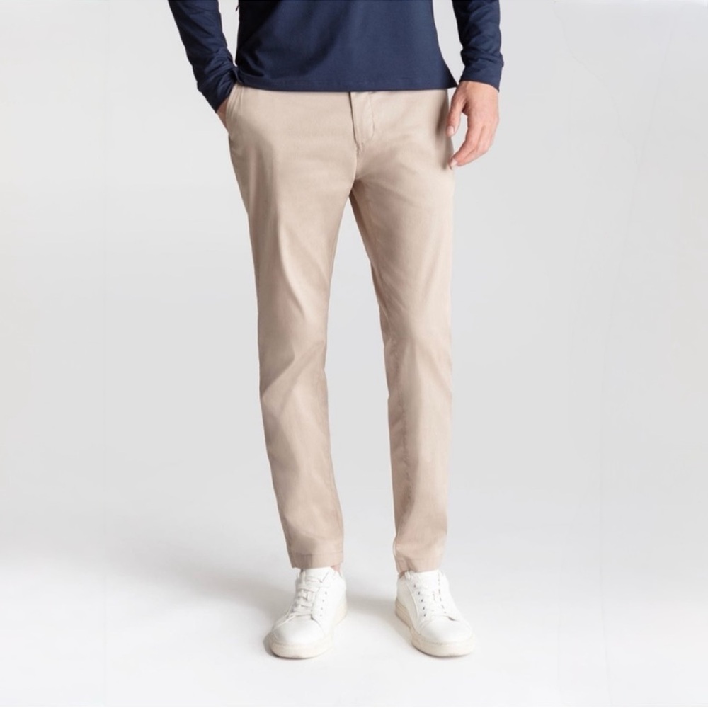 Birddogs Pants Men 34x28 Khaki Stretch Slim Fit Chino Boomstick Performance Golf